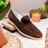 16-621-MOC LIVORNO Sueded Italian Goatskin Loafer Mocha - Zelli Italia - Flyclothing LLC