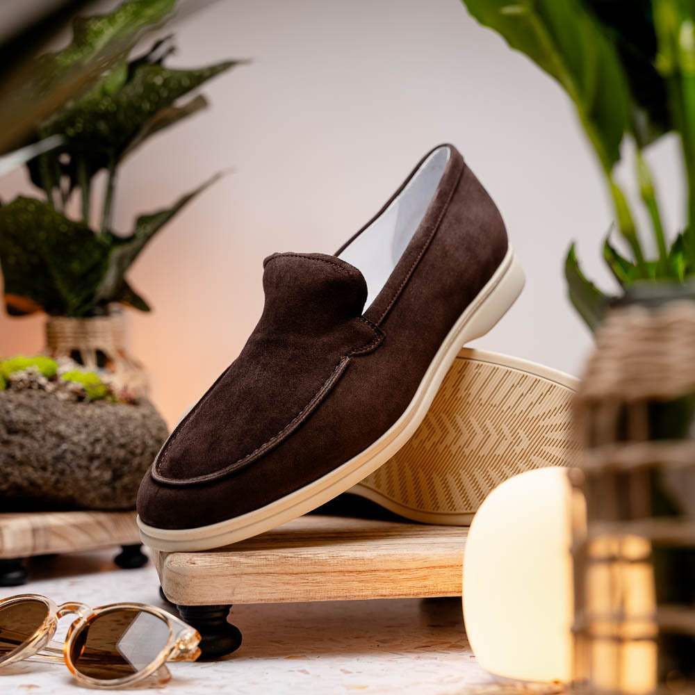 16-621-MOC LIVORNO Sueded Italian Goatskin Loafer Mocha - Zelli Italia - Flyclothing LLC