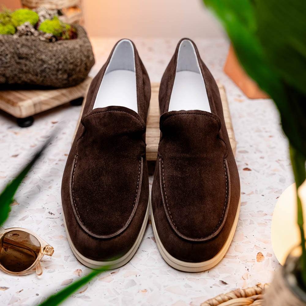 16-621-MOC LIVORNO Sueded Italian Goatskin Loafer Mocha - Zelli Italia - Flyclothing LLC