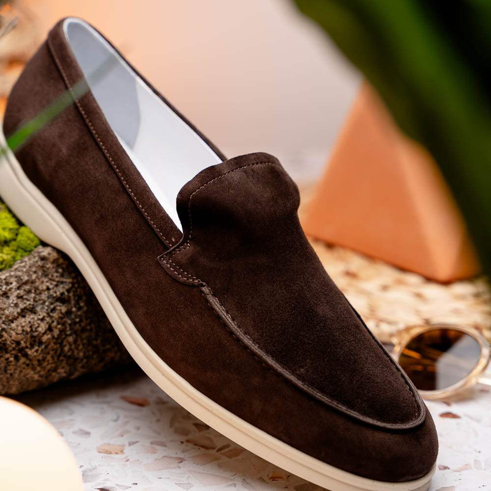 16-621-MOC LIVORNO Sueded Italian Goatskin Loafer Mocha - Zelli Italia - Flyclothing LLC