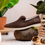 16-621-MOC LIVORNO Sueded Italian Goatskin Loafer Mocha - Zelli Italia - Flyclothing LLC