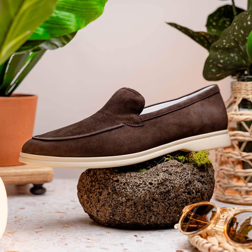 16-621-MOC LIVORNO Sueded Italian Goatskin Loafer Mocha - Zelli Italia - Flyclothing LLC