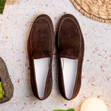 16-621-MOC LIVORNO Sueded Italian Goatskin Loafer Mocha - Zelli Italia - Flyclothing LLC