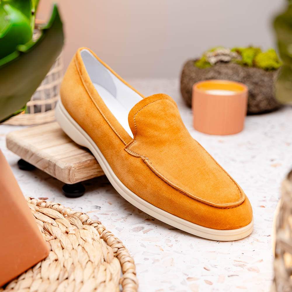 16-621-CGN LIVORNO Sueded Italian Goatskin Loafer Cognac - Zelli Italia - Flyclothing LLC