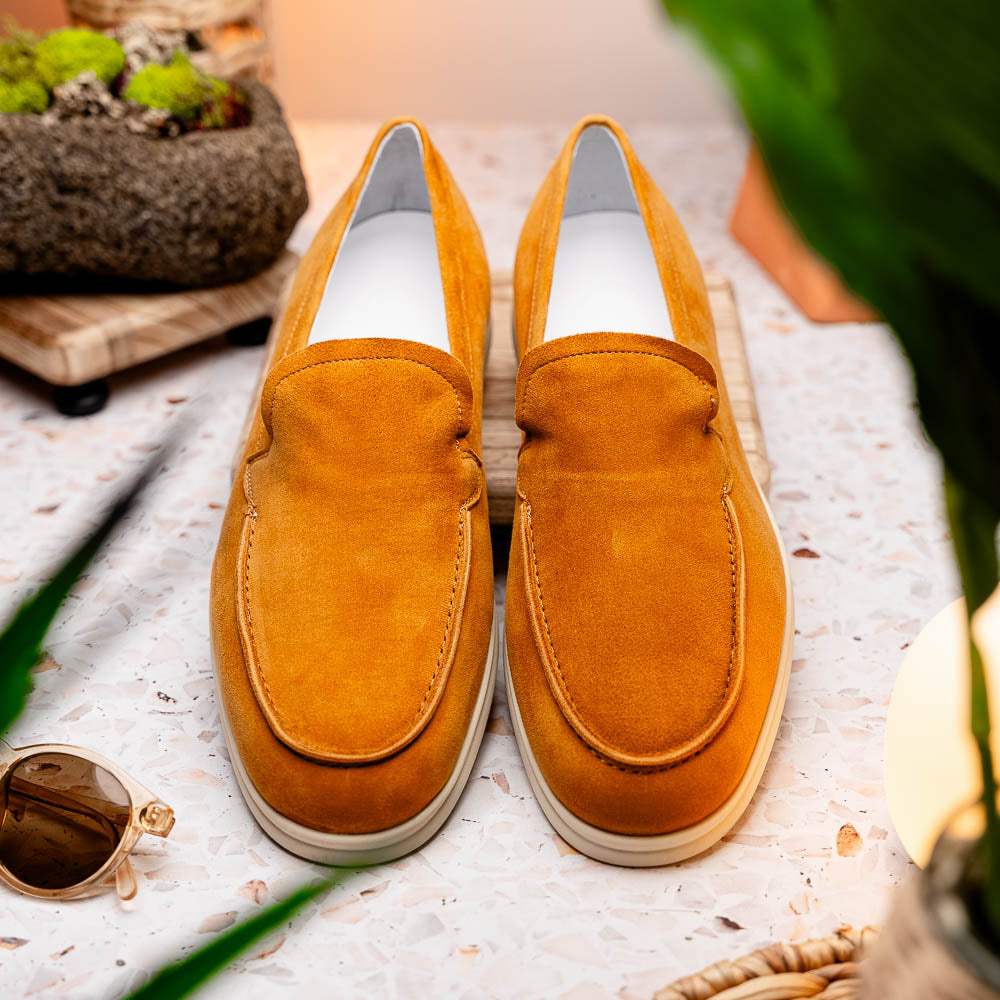 16-621-CGN LIVORNO Sueded Italian Goatskin Loafer Cognac - Zelli Italia - Flyclothing LLC