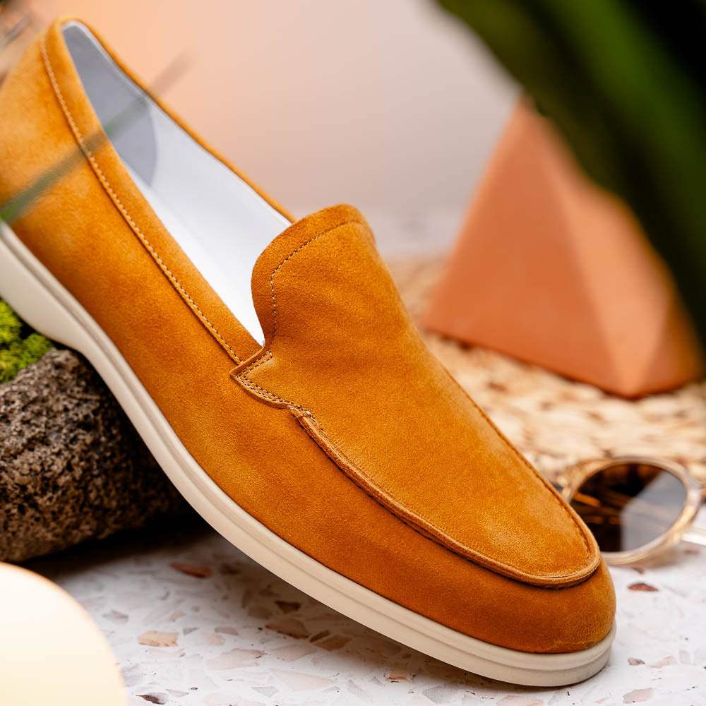 16-621-CGN LIVORNO Sueded Italian Goatskin Loafer Cognac - Zelli Italia - Flyclothing LLC