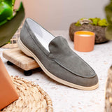 16-621-GRY LIVORNO Sueded Italian Goatskin Loafer Grey - Zelli Italia - Flyclothing LLC