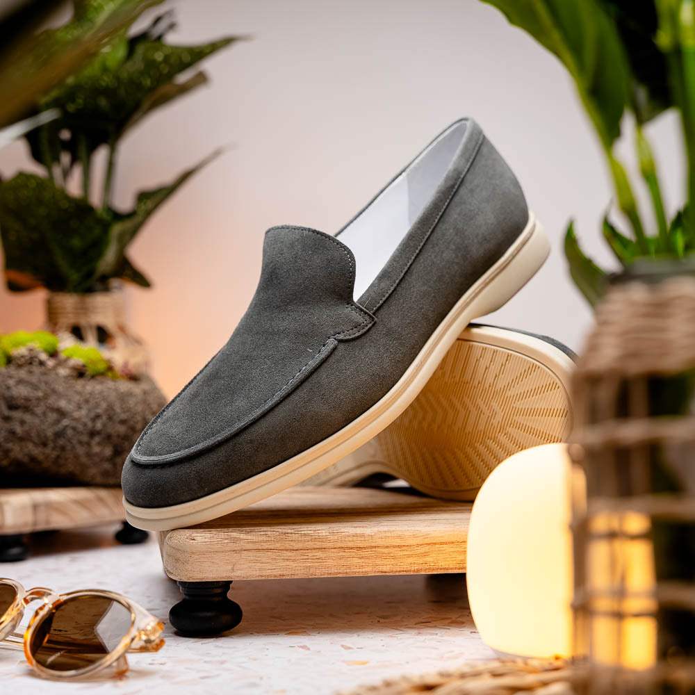 16-621-GRY LIVORNO Sueded Italian Goatskin Loafer Grey - Zelli Italia - Flyclothing LLC