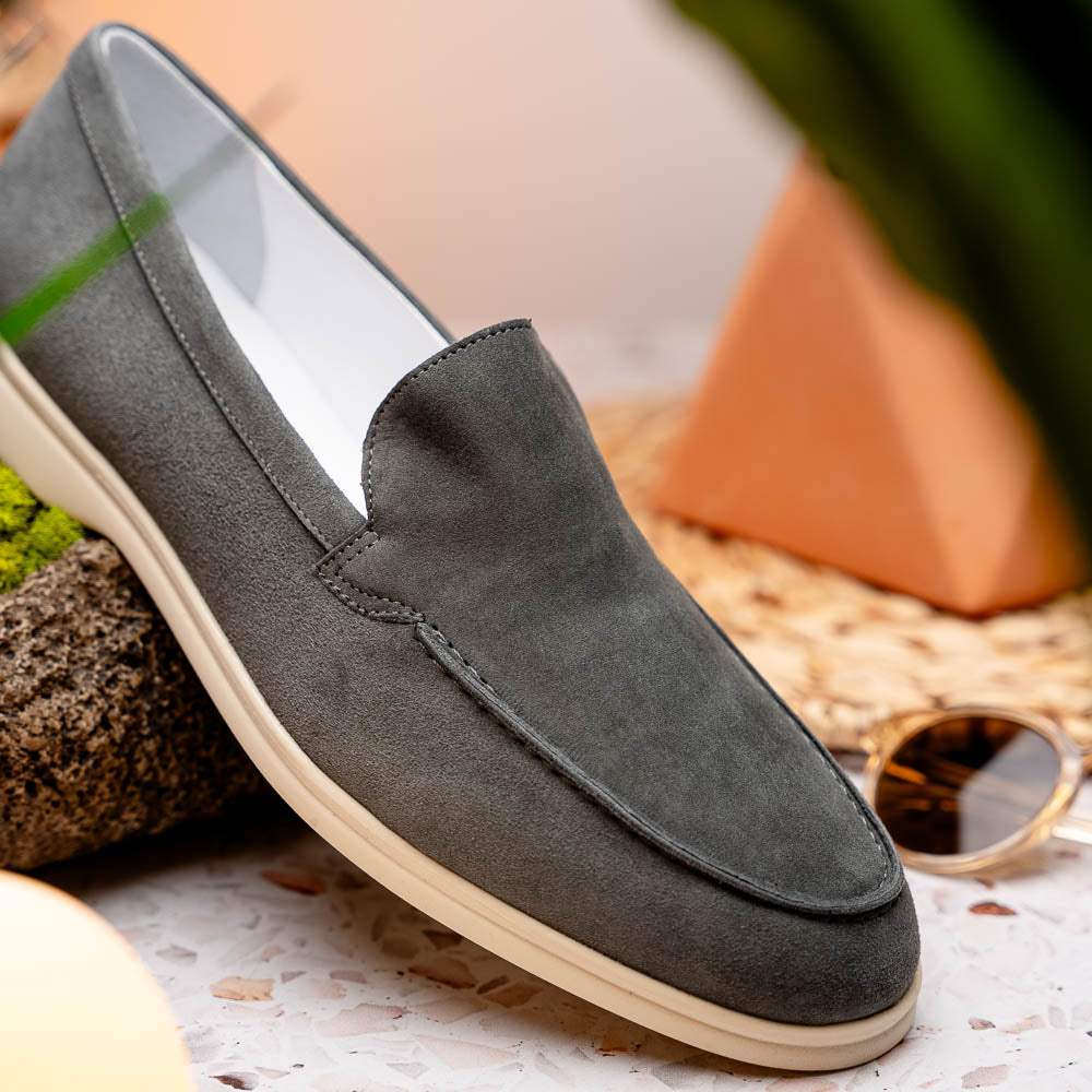 16-621-GRY LIVORNO Sueded Italian Goatskin Loafer Grey - Zelli Italia - Flyclothing LLC