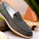 16-621-GRY LIVORNO Sueded Italian Goatskin Loafer Grey - Zelli Italia - Flyclothing LLC
