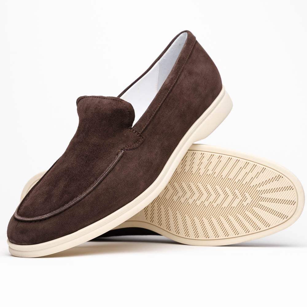 16-621-MOC LIVORNO Sueded Italian Goatskin Loafer Mocha - Zelli Italia - Flyclothing LLC
