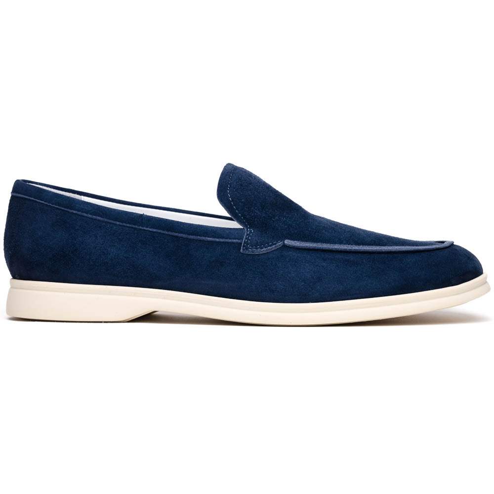 16-621-NVY LIVORNO Sueded Italian Goatskin Loafer Navy - Zelli Italia - Flyclothing LLC