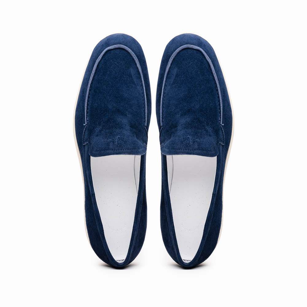 16-621-NVY LIVORNO Sueded Italian Goatskin Loafer Navy - Zelli Italia - Flyclothing LLC