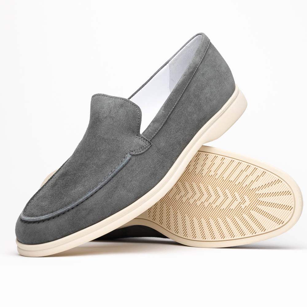 16-621-GRY LIVORNO Sueded Italian Goatskin Loafer Grey - Zelli Italia - Flyclothing LLC