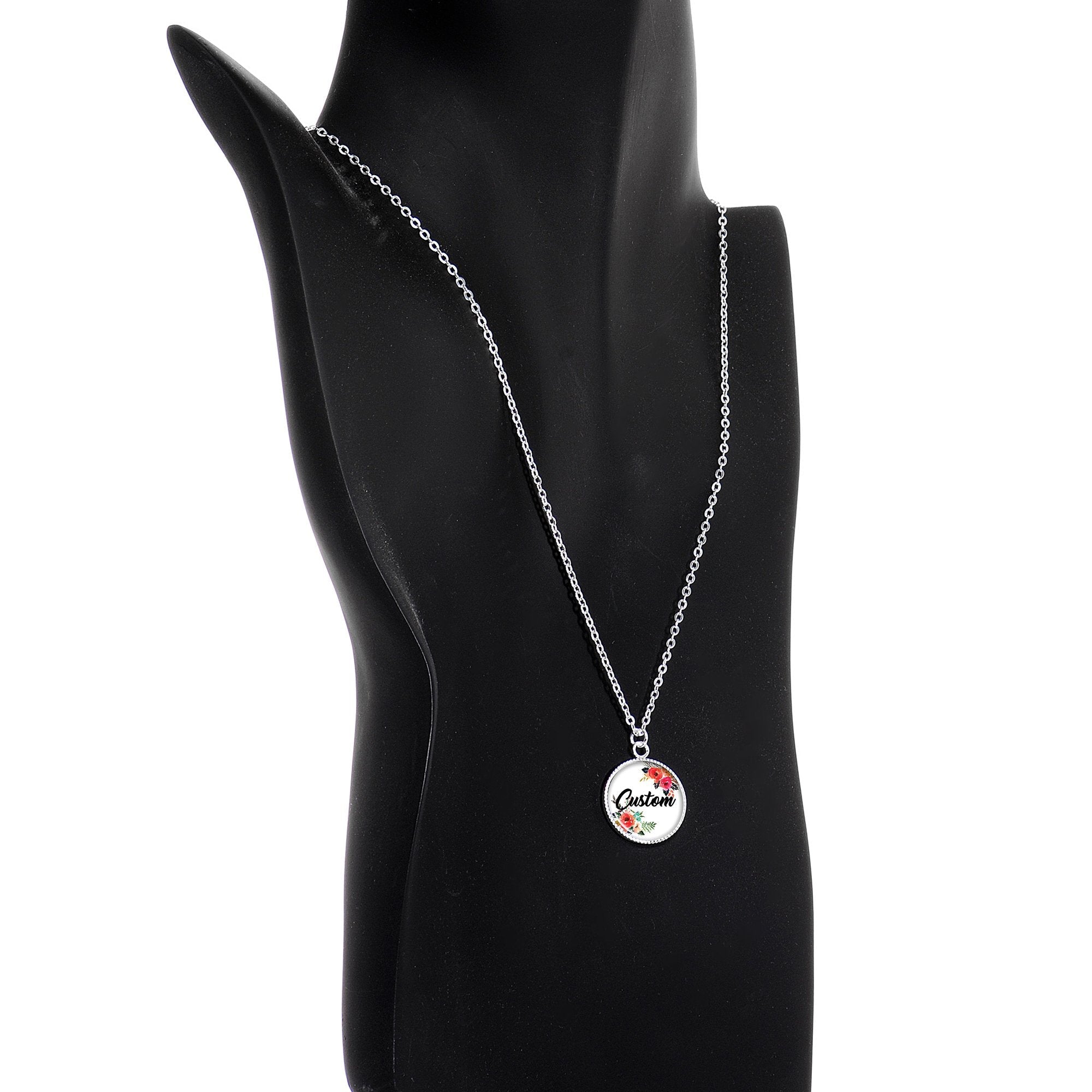 Custom Floral Personalized Name Silver Plated Chain Necklace - BodyCandy - Flyclothing LLC