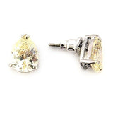 LO052 - Rhodium Brass Earrings with AAA Grade CZ  in Citrine Yellow - Alamode