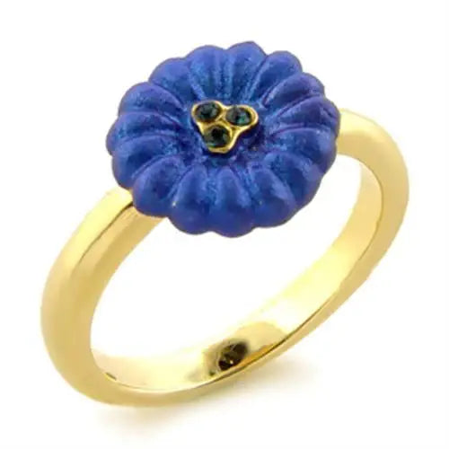 LO091 - Gold White Metal Ring with Top Grade Crystal in Montana - Alamode - Flyclothing LLC