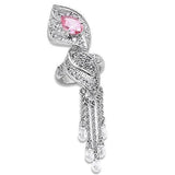 LO1010 - Rhodium Brass Ring with AAA Grade CZ  in Rose - Alamode