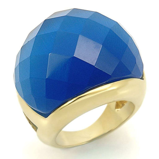 LO1042 - Gold Brass Ring with Synthetic Cat Eye in Montana - Alamode - Flyclothing LLC