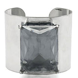 LO1133 - Antique Silver Brass Bangle with Synthetic Synthetic Glass in Clear - Alamode