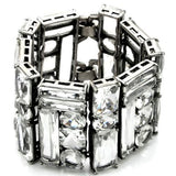LO1135 - Antique Silver Brass Bracelet with Synthetic Synthetic Glass in Clear - Alamode