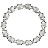 LO1140 - Antique Silver Brass Necklace with Synthetic Synthetic Glass in Clear - Alamode