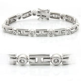 LO1163 - Matte Rhodium & Rhodium Brass Bracelet with AAA Grade CZ  in Clear - Alamode