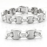 LO1166 - Matte Rhodium & Rhodium Brass Bracelet with AAA Grade CZ  in Clear - Alamode