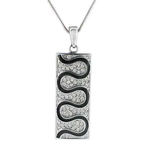 LO1182 - Rhodium Brass Pendant with Top Grade Crystal in Clear - Alamode - Flyclothing LLC
