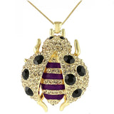 LO1196 - Gold Brass Pendant with Top Grade Crystal in Jet - Alamode - Flyclothing LLC