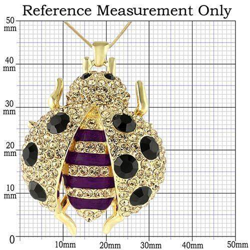 LO1196 - Gold Brass Pendant with Top Grade Crystal in Jet - Alamode - Flyclothing LLC