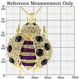 LO1196 - Gold Brass Pendant with Top Grade Crystal in Jet - Alamode - Flyclothing LLC