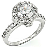 LO1254 - Rhodium Brass Ring with AAA Grade CZ in Clear - Alamode - Flyclothing LLC