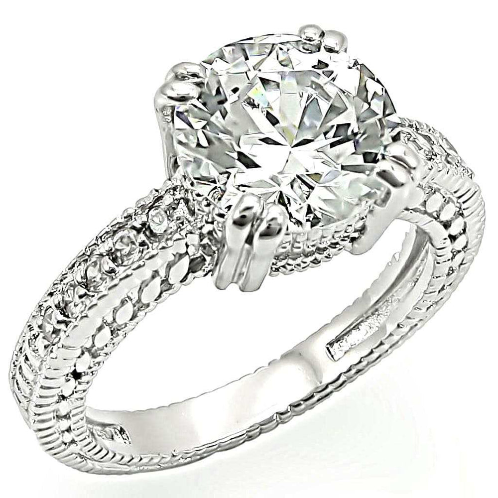 LO1255 - Rhodium Brass Ring with AAA Grade CZ in Clear - Alamode - Flyclothing LLC