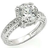 LO1255 - Rhodium Brass Ring with AAA Grade CZ in Clear - Alamode - Flyclothing LLC