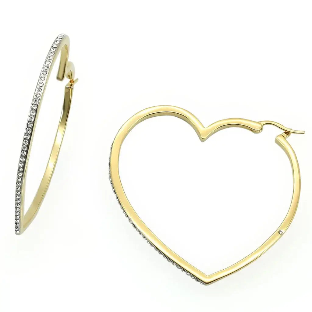 LO1258 - Gold Brass Earrings with Top Grade Crystal in Clear - Alamode - Flyclothing LLC