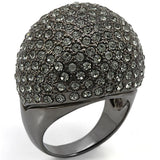 LO1264 - Ruthenium Brass Ring with Top Grade Crystal  in Black Diamond - Alamode