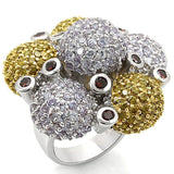 LO1333 - Reverse Two-Tone Brass Ring with AAA Grade CZ  in Garnet - Alamode