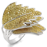 LO1342 - Reverse Two-Tone Brass Ring with AAA Grade CZ  in Apple Green color - Alamode