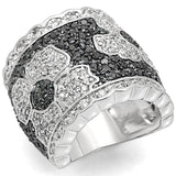 LO1346 - Rhodium + Ruthenium Brass Ring with AAA Grade CZ  in Clear - Alamode