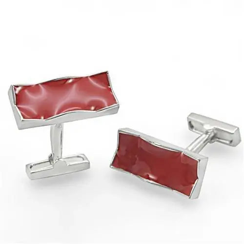 LO1372 - Rhodium Brass Cufflink with No Stone - Alamode - Flyclothing LLC