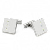 LO1381 - Rhodium Brass Cufflink with Top Grade Crystal in Aurora Borealis (Rainbow Effect) - Alamode - Flyclothing LLC