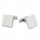 LO1381 - Rhodium Brass Cufflink with Top Grade Crystal  in Aurora Borealis (Rainbow Effect) - Alamode