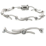 LO1404 - Matte Rhodium & Rhodium Brass Bracelet with AAA Grade CZ  in Clear - Alamode