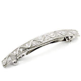 LO1425 - Rhodium White Metal Tiaras & Hair Clip with Top Grade Crystal in Clear - Alamode - Flyclothing LLC