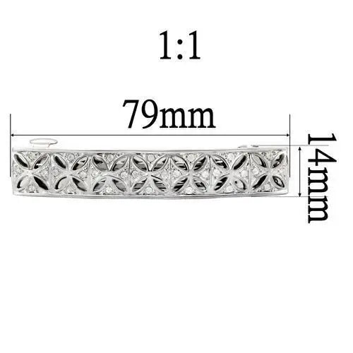LO1428 - Rhodium White Metal Tiaras & Hair Clip with Top Grade Crystal in Clear - Alamode - Flyclothing LLC