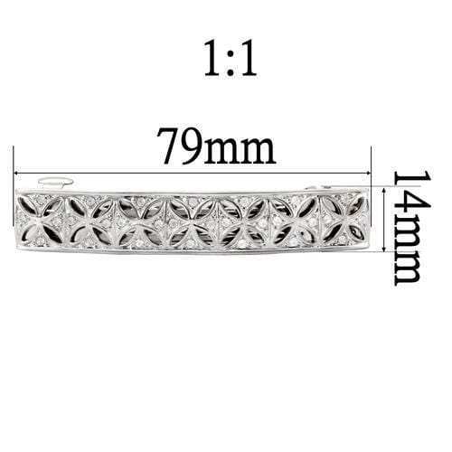 LO1428 - Rhodium White Metal Tiaras & Hair Clip with Top Grade Crystal in Clear - Alamode - Flyclothing LLC