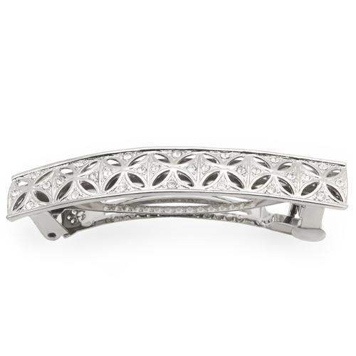 LO1428 - Rhodium White Metal Tiaras & Hair Clip with Top Grade Crystal in Clear - Alamode - Flyclothing LLC