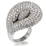 LO1482 - Rhodium Brass Ring with AAA Grade CZ  in Clear - Alamode
