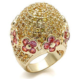LO1489 - Imitation Gold Brass Ring with AAA Grade CZ  in Rose - Alamode